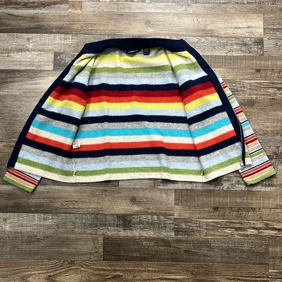 Express Jeans Lambswool Full Zip Stripe Multicolor Sweater Indie Y2K 90’s Sz L - Picture 9 of 14